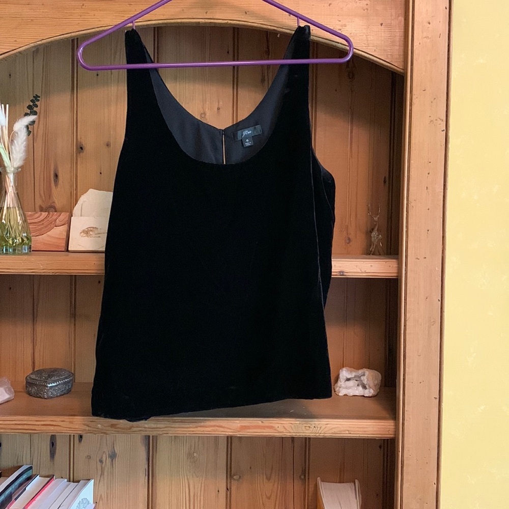 J Crew black velvet top. Size 6.